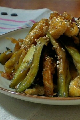 なすと油揚げの田舎炒め